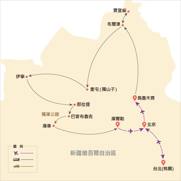 地圖僅提供路線示意參考，並未依照比例繪製，請見諒。-