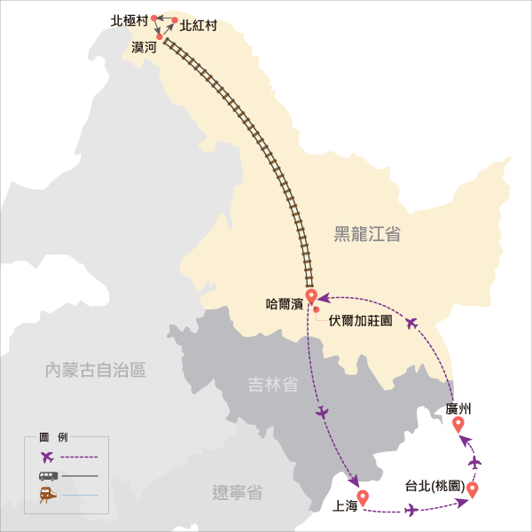 地圖僅提供路線示意參考，並未依照比例繪製，請見諒。-