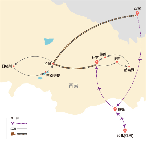 地圖僅提供路線示意參考，並未依照比例繪製，請見諒。-