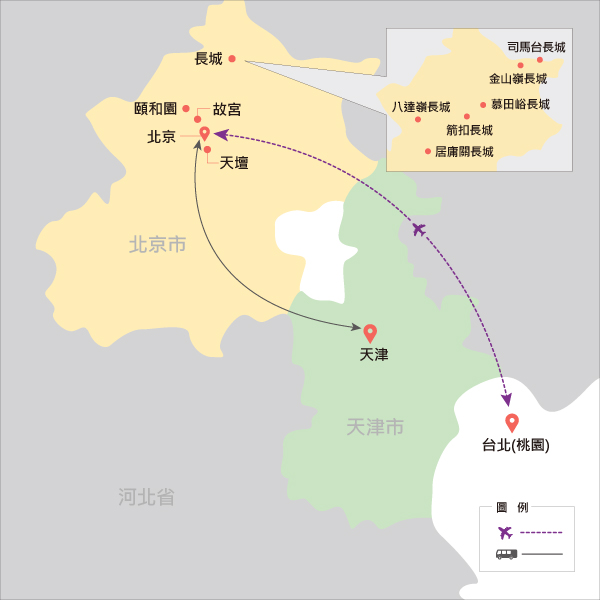 地圖僅提供路線示意參考，並未依照比例繪製，請見諒。-行程簡圖