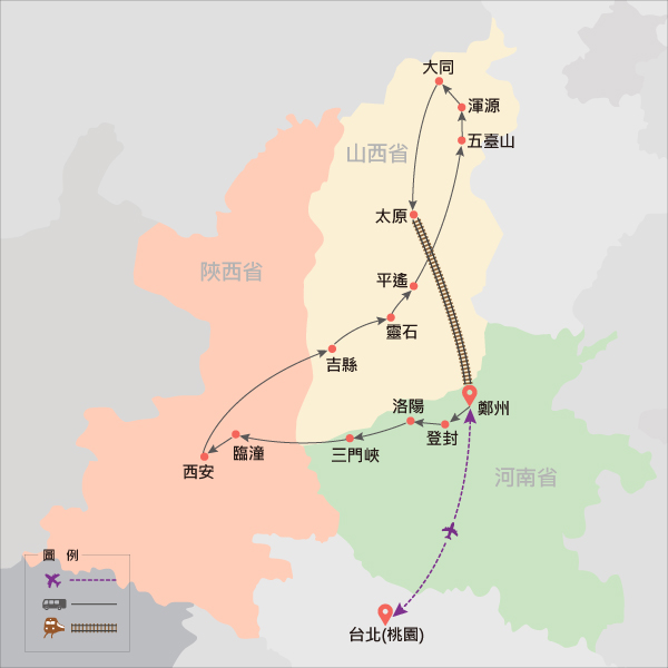 地圖僅提供路線示意參考，並未依照比例繪製，請見諒。-行程簡圖