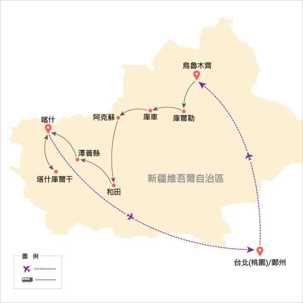 地圖僅提供路線示意參考，並未依照比例繪製，請見諒。-