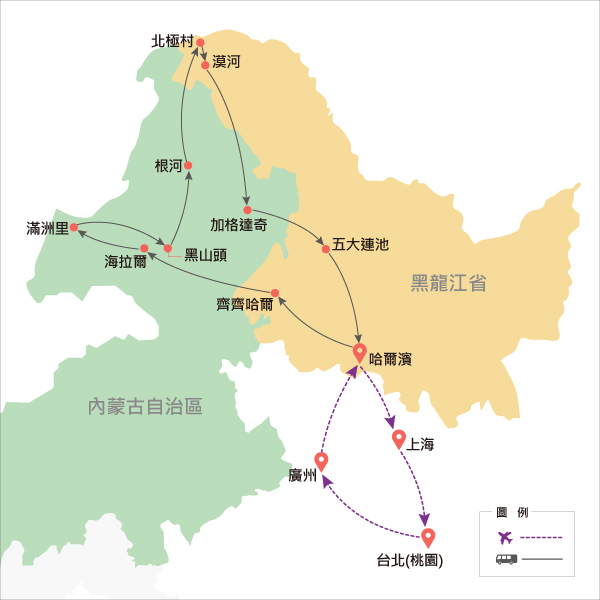地圖僅提供路線示意參考，並未依照比例繪製，請見諒。-