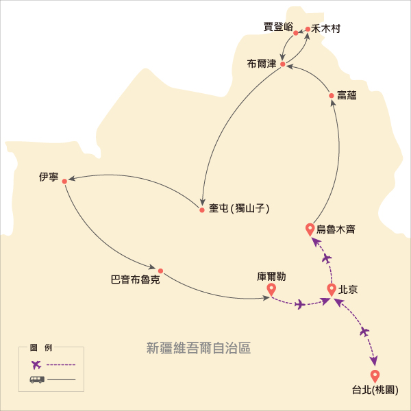 地圖僅提供路線示意參考,並未依照比例繪製,請見諒。-