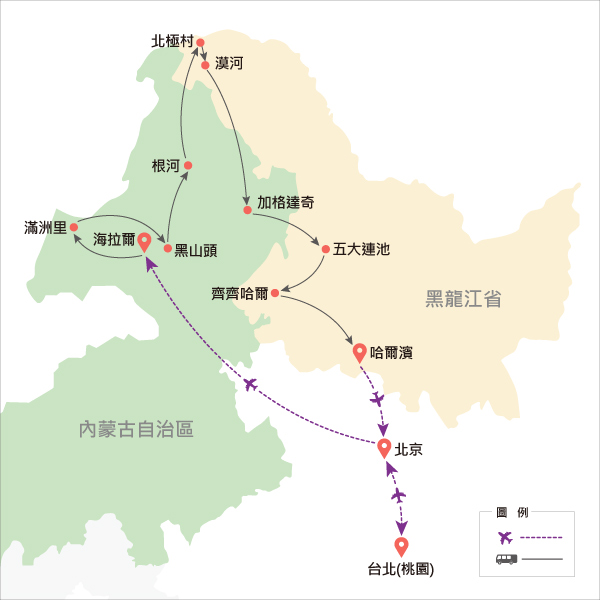 地圖僅提供路線示意參考，並未依照比例繪製，請見諒。-