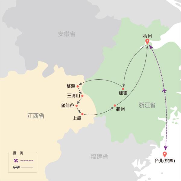 地圖僅提供路線示意參考，並未依照比例繪製，請見諒。-