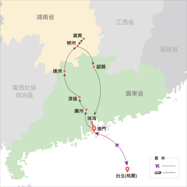 地圖僅提供路線示意參考，並未依照比例繪製，請見諒。-