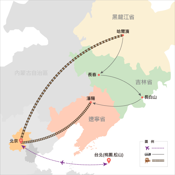 地圖僅提供路線示意參考，並未依照比例繪製，請見諒。-行程簡圖
