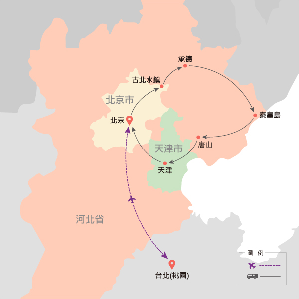 地圖僅提供路線示意參考，並未依照比例繪製，請見諒。-行程簡圖