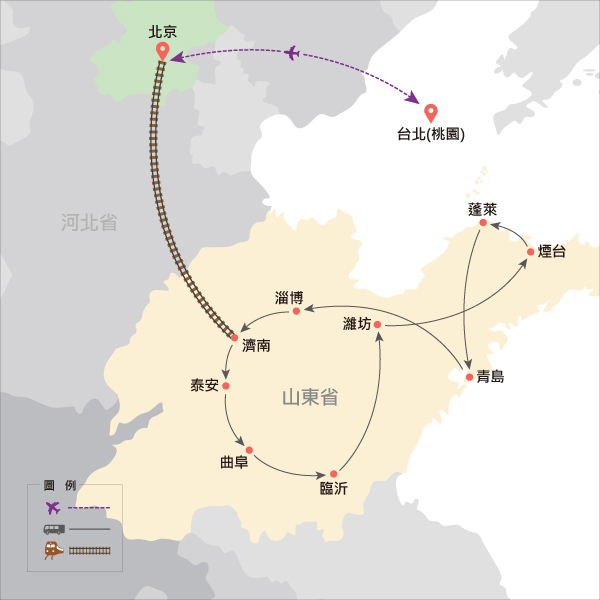 地圖僅提供路線示意參考，並未依照比例繪製，請見諒。-行程簡圖