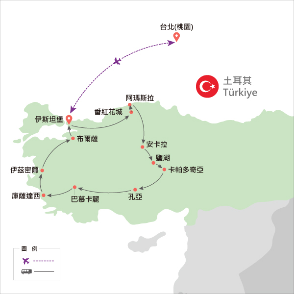 地圖僅提供路線示意參考，並未依照比例繪製，請見諒。-