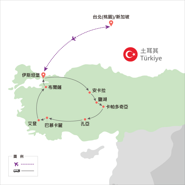 地圖僅提供路線示意參考，並未依照比例繪製，請見諒。-