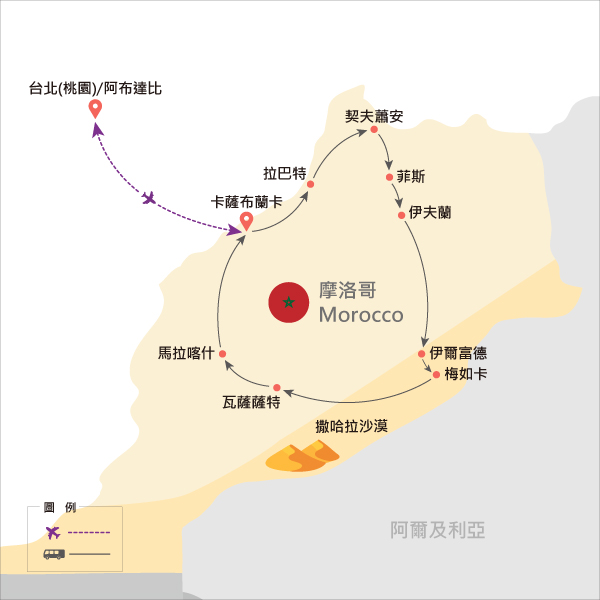 地圖僅提供路線示意參考，並未依照比例繪製，請見諒。-