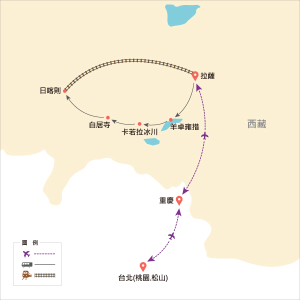 地圖僅提供路線示意參考，並未依照比例繪製，請見諒。-