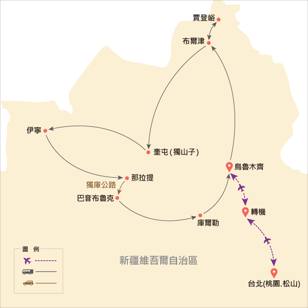 地圖僅提供路線示意參考，並未依照比例繪製，請見諒。-