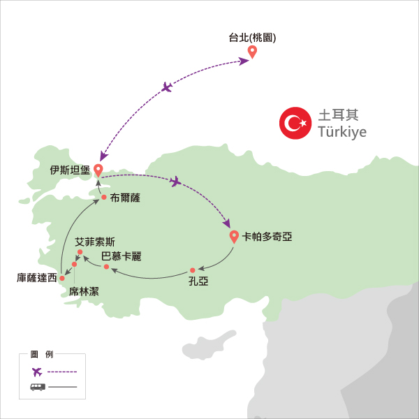 地圖僅提供路線示意參考，並未依照比例繪製，請見諒。-