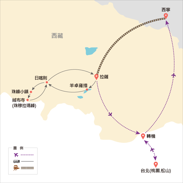 地圖僅提供路線示意參考，並未依照比例繪製，請見諒。-