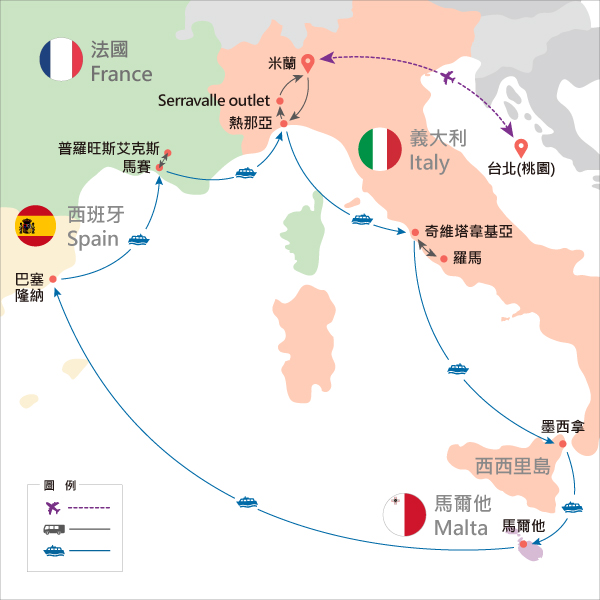 地圖僅提供路線示意參考，並未依照比例繪製，請見諒。-