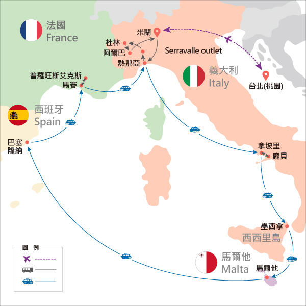 地圖僅提供路線示意參考，並未依照比例繪製，請見諒。-