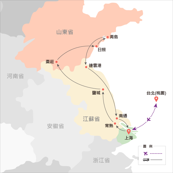 地圖僅提供路線示意參考，並未依照比例繪製，請見諒。-
